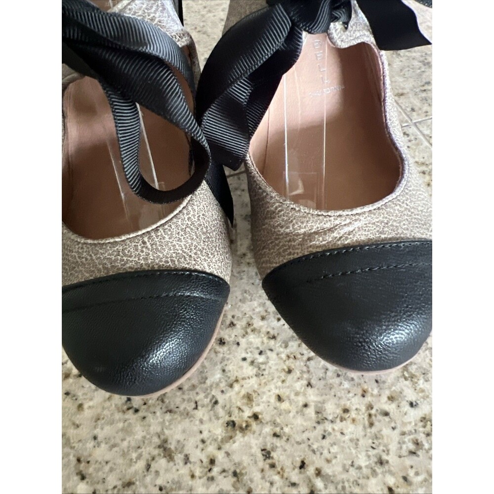 Jeffrey Campbell Brown/Black Leather Mary Jane Size 6.5 Women's Wedge Heel Tie - Picture 3 of 11